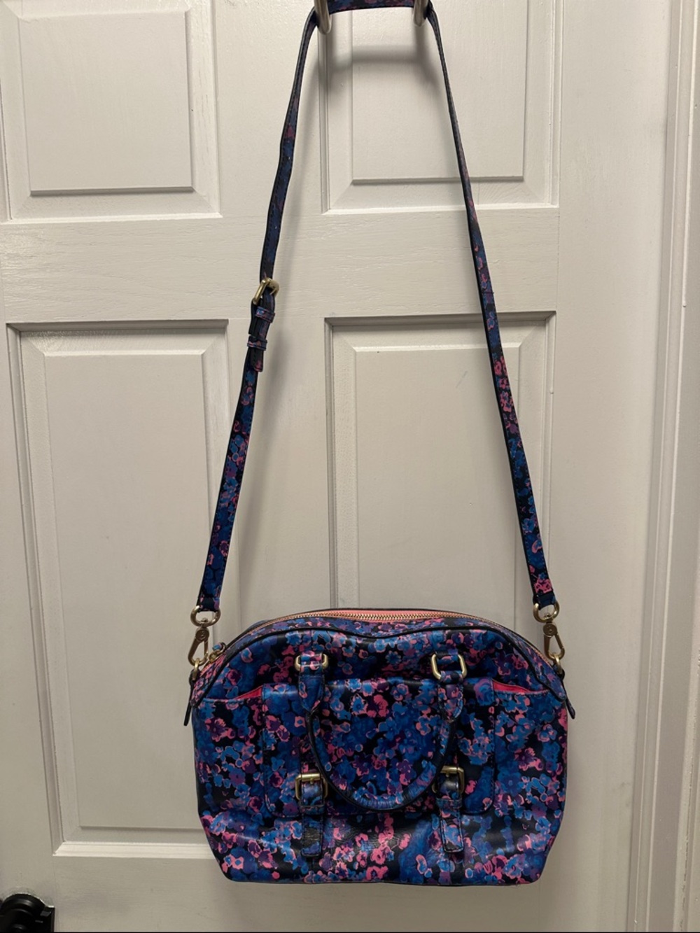 Boden Floral Satchel - Blue & Pink - Picture 3 of 13